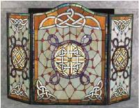 CELTIC STAINED GLASS FIRE SCREEN